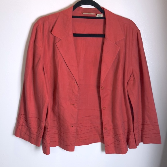 100% Linen Burnt Orange/Salmon By Apostrophe - Picture 1 of 5